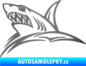 Samolepka Žralok 020 levá v moři grafitová metalíza