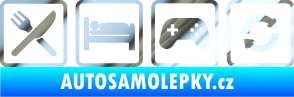 Samolepka Eat sleep game repeat hrát počítačové hry chrom fólie stříbrná zrcadlová