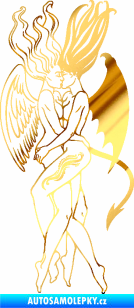 Samolepka Anděl a Démon levá chrom fólie zlatá zrcadlová