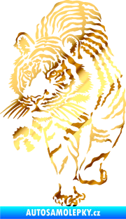 Samolepka Tygr 001 levá chrom fólie zlatá zrcadlová
