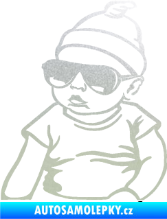 Samolepka Baby on board 003 levá miminko s brýlemi pískované sklo
