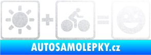 Samolepka Slunce + kolo = veselý smajlík vyjížďka na kole pískované sklo