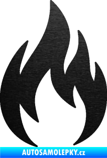 Samolepka Oheň 002 plamen škrábaný kov černý