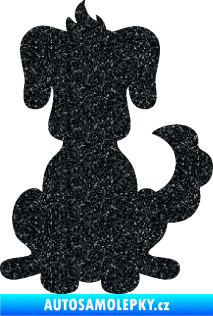 Samolepka Pes 113 pravá kreslená silueta Ultra Metalic černá