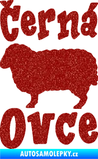 Samolepka Černá ovce nápis s ovečkou Ultra Metalic červená