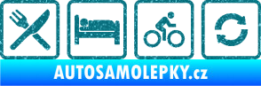 Samolepka Eat sleep cycling repeat cyklistika Ultra Metalic tyrkysová