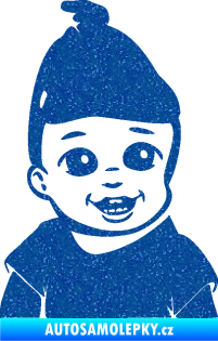 Samolepka Dítě v autě 082 pravá chlapeček s čepičkou Ultra Metalic modrá