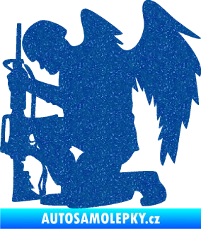 Samolepka Voják 015 levá modlící se s křídly Ultra Metalic modrá