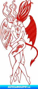 Samolepka Anděl a Démon levá 3D karbon červený