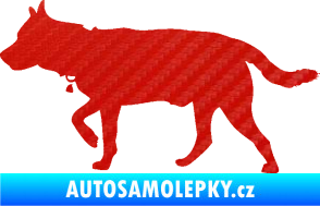 Samolepka Pes 121 levá německý ovčák 3D karbon červený