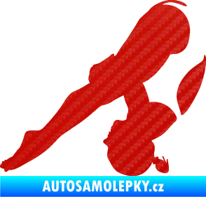 Samolepka Plavkyně 002 pravá skok do vody 3D karbon červený