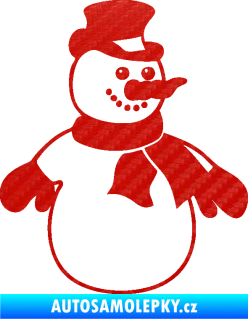 Samolepka Sněhulák 002 pravá vánoční dekor 3D karbon červený