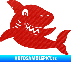 Samolepka Žralok 019 pravá 3D karbon červený