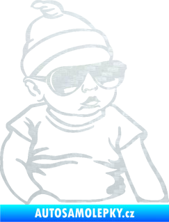 Samolepka Baby on board 003 pravá miminko s brýlemi 3D karbon bílý