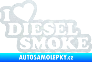 Samolepka I love diesel smoke nápis 3D karbon bílý