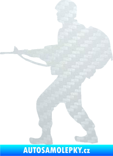 Samolepka Voják 016 levá 3D karbon bílý