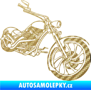 Samolepka Motorka chopper 002 pravá 3D karbon zlatý