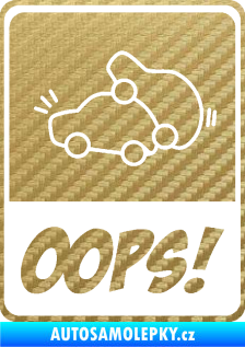 Samolepka Oops love cars 001 3D karbon zlatý