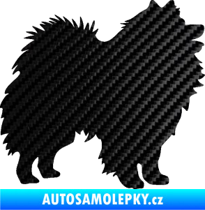 Samolepka Pes 192 pravá německý špic 3D karbon černý