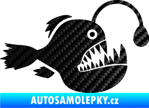 Samolepka Ryba 022 pravá mořský ďas s lampičkou 3D karbon černý