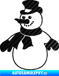 Samolepka Sněhulák 002 levá vánoční dekor 3D karbon černý