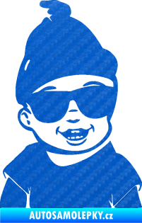 Samolepka Dítě v autě 081 pravá chlapeček v brýlích 3D karbon modrý