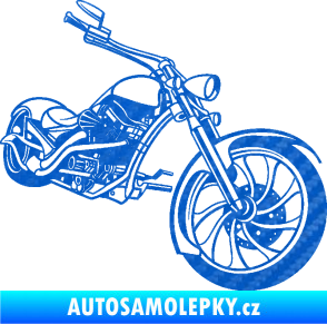 Samolepka Motorka chopper 002 pravá 3D karbon modrý