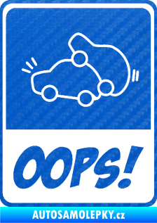 Samolepka Oops love cars 001 3D karbon modrý
