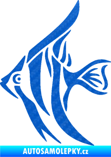 Samolepka Ryba 024  levá akvarijní skalára 3D karbon modrý