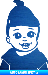 Samolepka Dítě v autě 082 pravá chlapeček s čepičkou škrábaný kov modrý