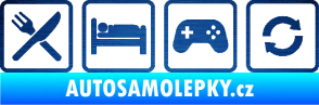 Samolepka Eat sleep game repeat hrát počítačové hry škrábaný kov modrý