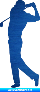 Samolepka Golfista 005 levá škrábaný kov modrý