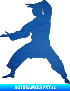 Samolepka Karate 006 levá škrábaný kov modrý