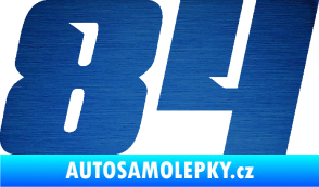 Samolepka Startovní číslo 84 typ 6 škrábaný kov modrý