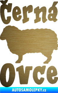 Samolepka Černá ovce nápis s ovečkou škrábaný kov zlatý