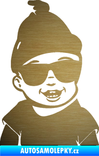 Samolepka Dítě v autě 081 pravá chlapeček v brýlích škrábaný kov zlatý