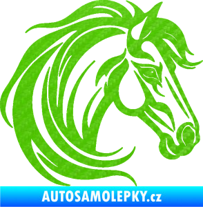 Samolepka Kůň 103 pravá hlava 3D karbon zelený kawasaki
