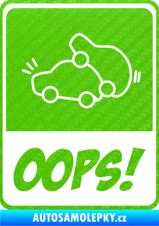 Samolepka Oops love cars 001 3D karbon zelený kawasaki