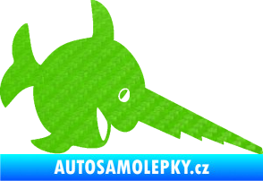 Samolepka Ryba 023 piloun pravá 3D karbon zelený kawasaki