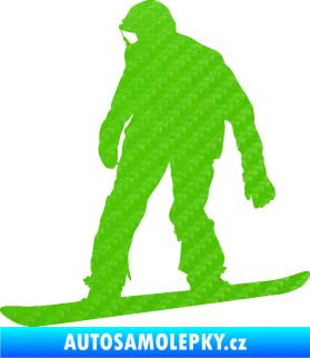 Samolepka Snowboard 027 levá 3D karbon zelený kawasaki