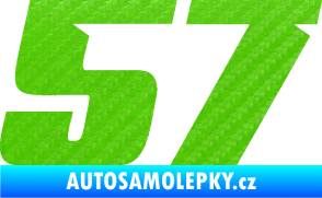 Samolepka Startovní číslo 57 typ 6 3D karbon zelený kawasaki