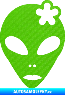 Samolepka UFO 009 slečna s kytičkou pravá 3D karbon zelený kawasaki
