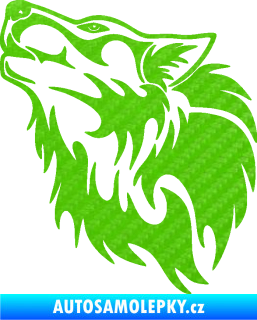 Samolepka Vlk 028 levá 3D karbon zelený kawasaki