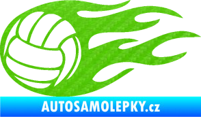 Samolepka Volejbalový míč 002 levá 3D karbon zelený kawasaki