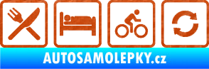 Samolepka Eat sleep cycling repeat cyklistika 3D karbon oranžový