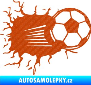 Samolepka Fotbalový míč 005 pravá 3D karbon oranžový