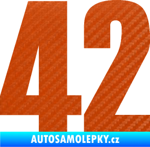 Samolepka Startovní číslo 42 typ 2    3D karbon oranžový