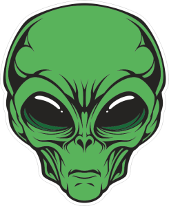 Barevný ufoun 013 zelený mimozemšťan